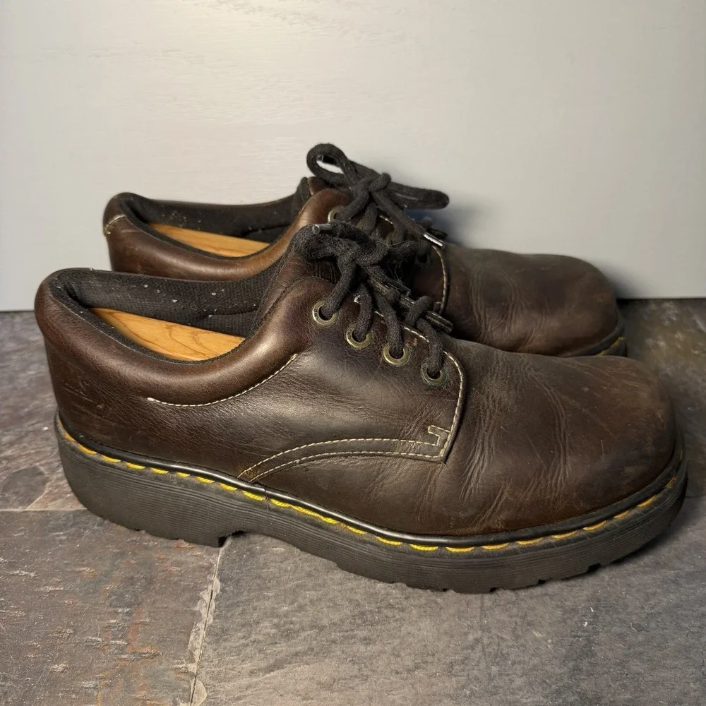 VTG 90s Dr. Martens 9369 Chunky Oxford Shoes Brown Leather Mens UK Size 10